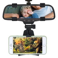 phone holder car rearview mirror mount holders black cellphone stand mobile phone gps bracket 180%c2%b0 rotation for 3 5 to 5 5 scr
