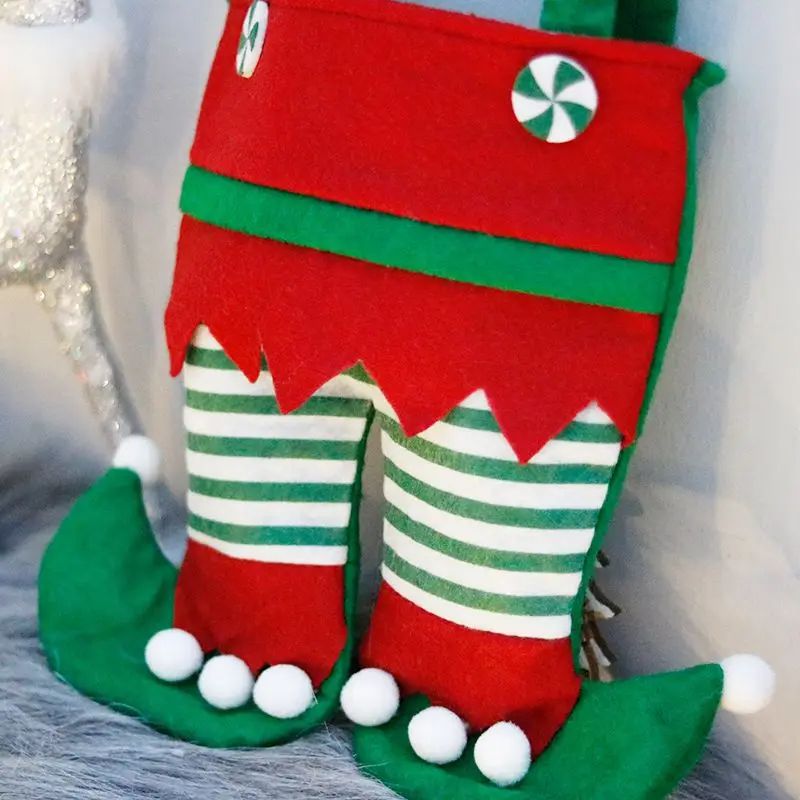 

1pc Holiday Party Supplies Santa Gift Bag Xmas Candy Bag Christmas Elf Boots Cookie Bag Cute Shopping Bag For Children Kids