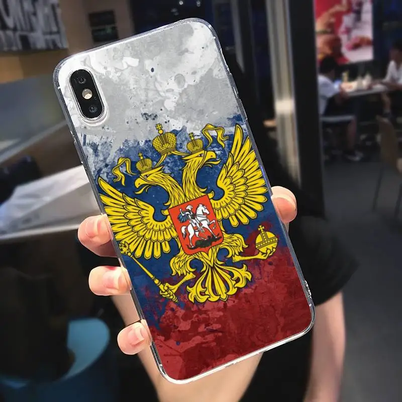 

Russian flag bear eagle flag Symbol Phone Case Transparent soft For iphone 5 5s 5c se 6 6s 7 8 11 12 plus mini x xs xr pro max