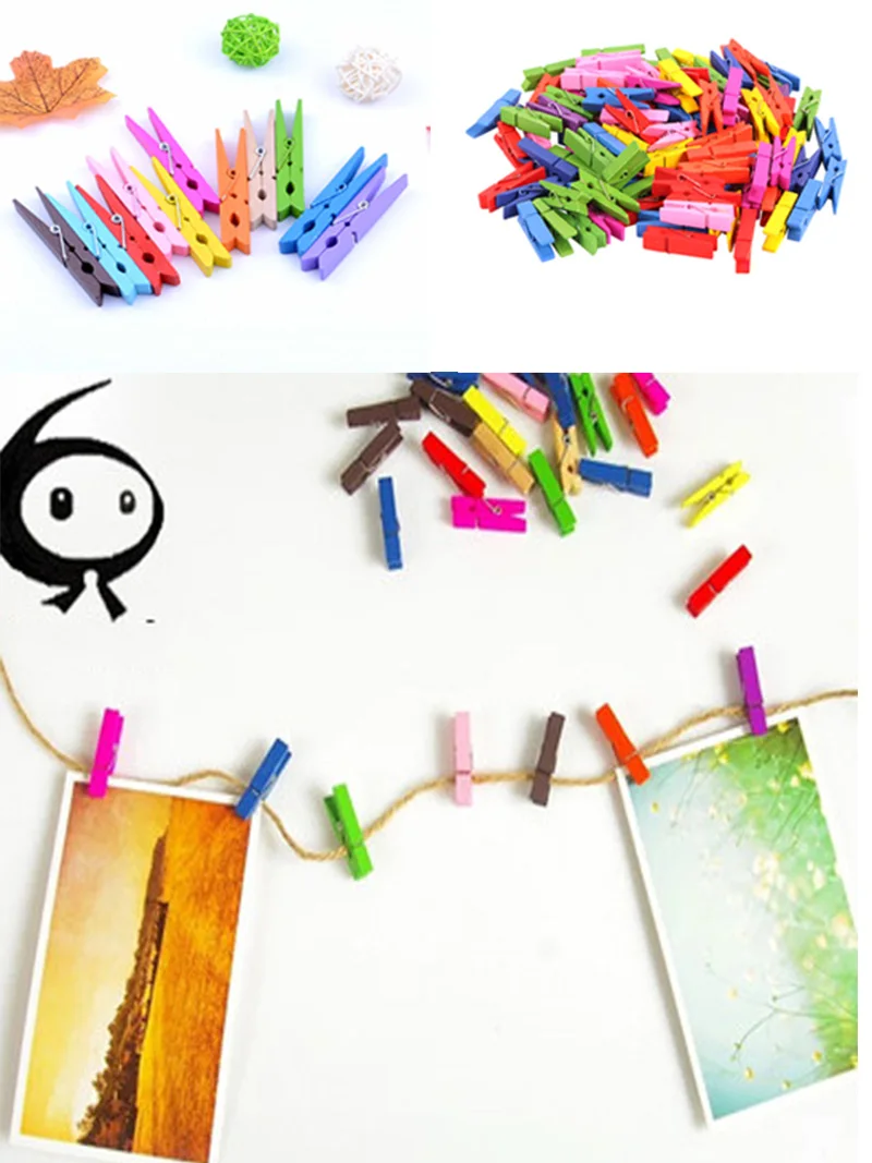 

25/35/45MM Length Coloful Mini size Wooden Clips Clothes Photo Clips Paper Clothespin Craft Decor Clips Portable Wood Clamp