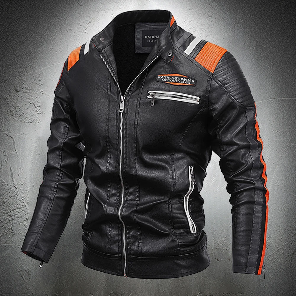 

Men's Punk Style Jacket PU Leather Jacket Men Fashion Clothing Autumn Coat Men Motorcycle Jacket Artificial Leather High Quality