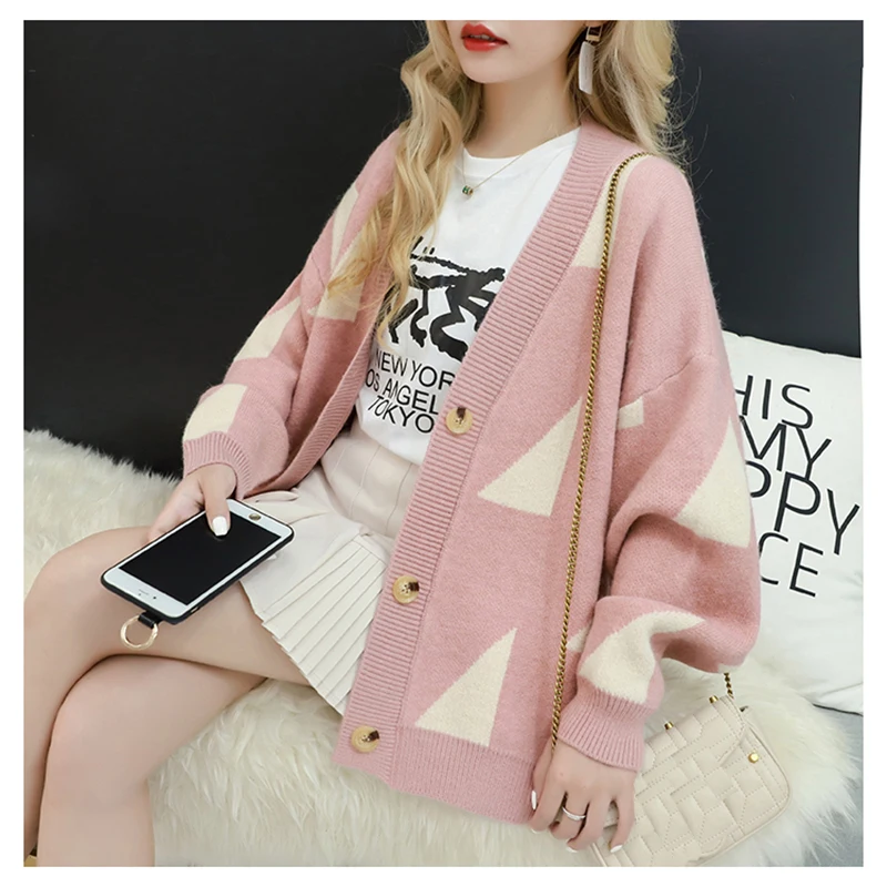 Женский свободный вязаный кардиган в винтажном стиле корейский стиль свитер для