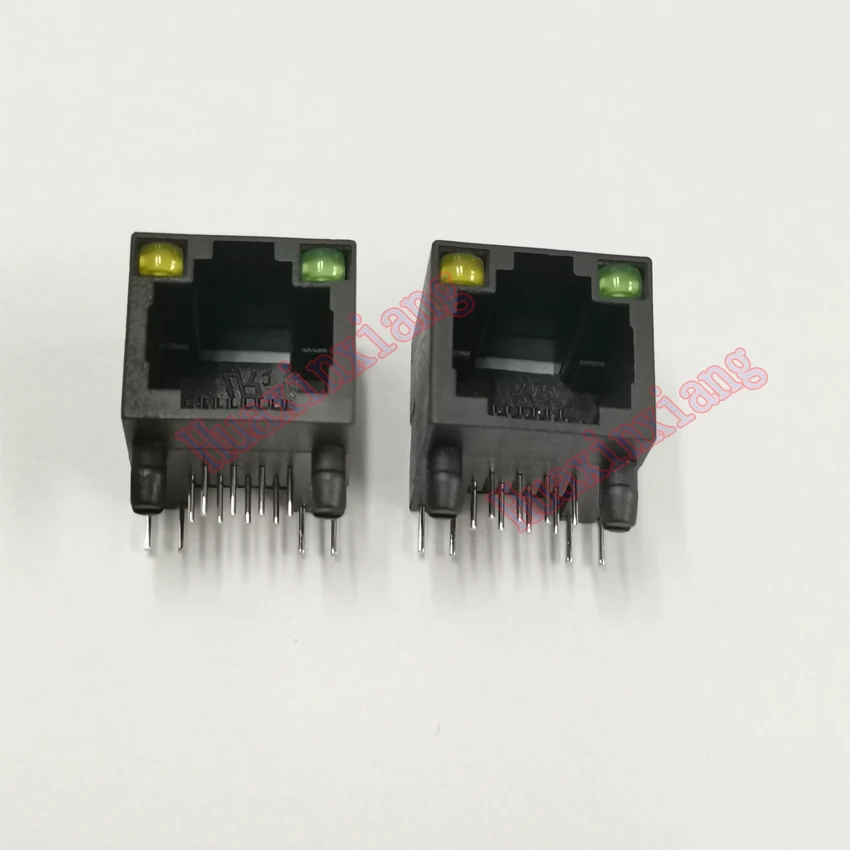20 шт./лот Пластиковый черный RJ45 8P8C разъем со светодиодной печатной платой сетевой