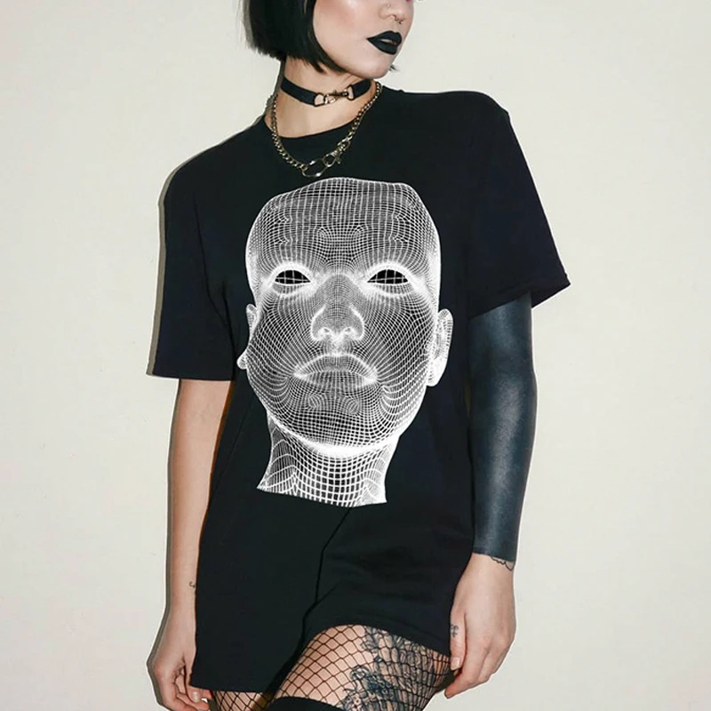 

Punk Gothic Female Tshirt Print Short Sleeve black crop Tops Tees Fashion Casual T Shirt Women Clothing T-shirts y2k Girl