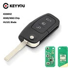 KEYYOU 433 МГц складной Автомобильный Дистанционный ключ сделай сам для Ford Fusion Focus Mondeo Fiesta Galaxy HU101 клинок автомобильный флип-ключ 4D604D63 чип