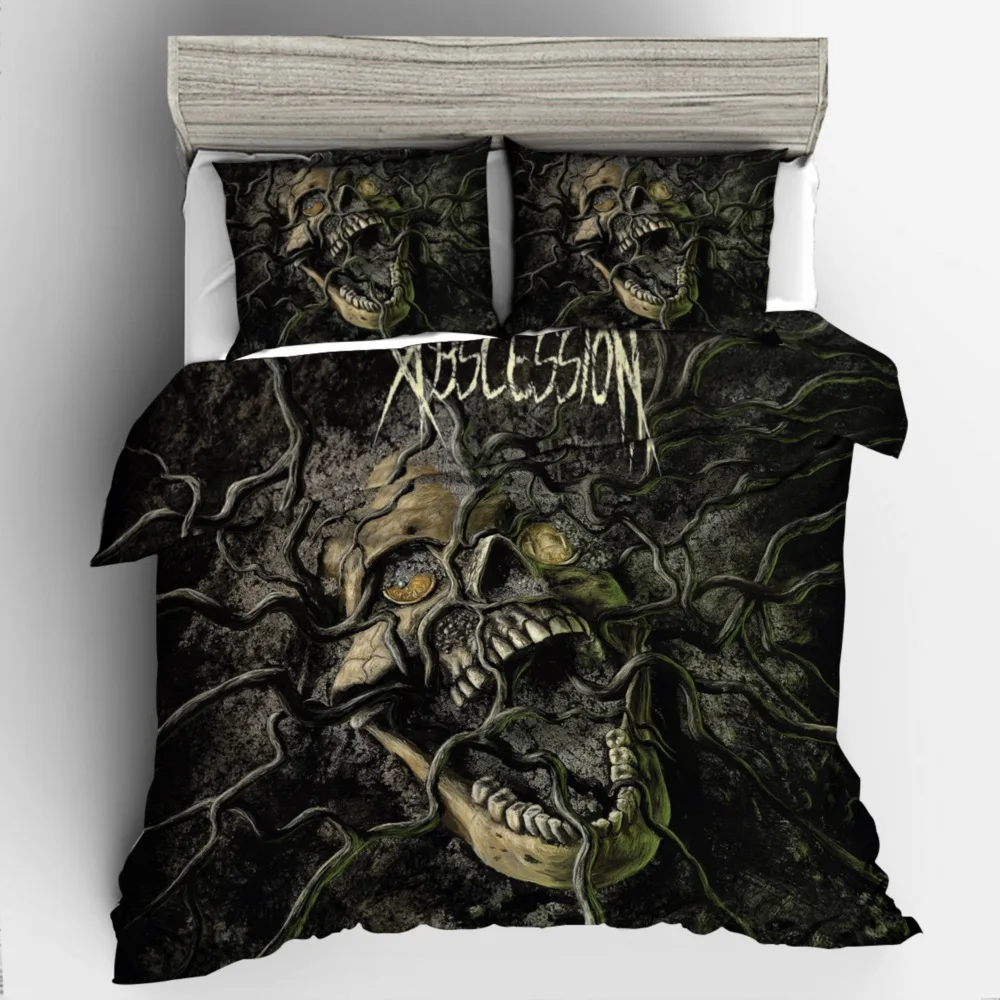 

3D Print Human Skeleton Bedding Set King Bedroom Comforter Set Black Bedding Set Duvet Cover Terror Style Size Twin Full Queen