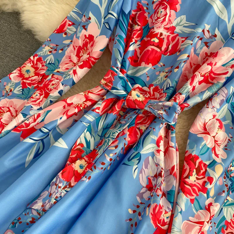 Платье SINGRAIN женское длинное с цветочным принтом Модный богемный длинный