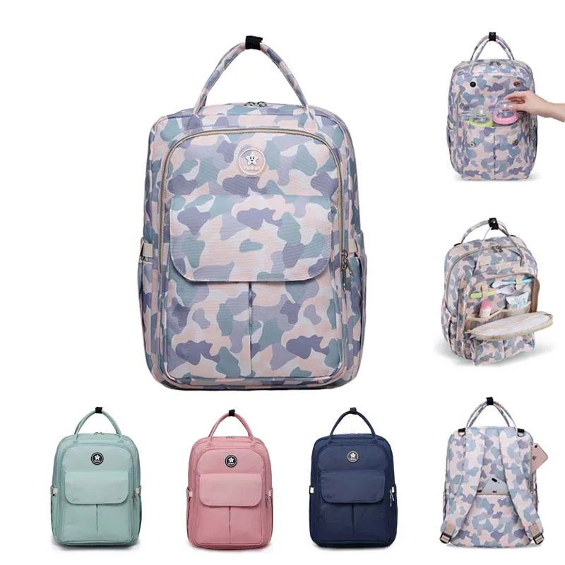 

Heine Diaper bag Light Waterproof Mummy Solid Multiple Backpack Bag Large Capacity Travel Nursing Bag Portable Nappy Bag