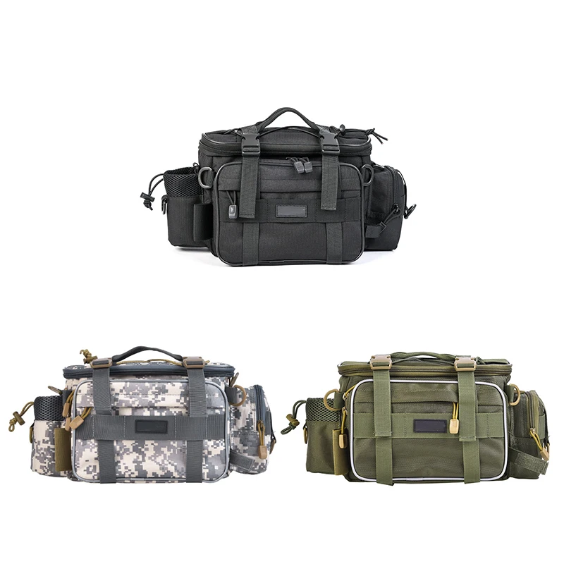 

Outdoor Sports Fishing Black Bag Large Capacity Multifunctional Bag Waist Pack Lures Fishing Tackle Gear Bags