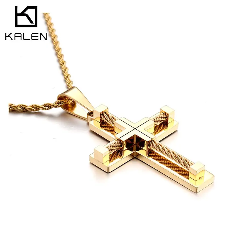 Мужское ожерелье с подвеской в виде креста из нержавеющей стали|cross pendant necklace|fashion