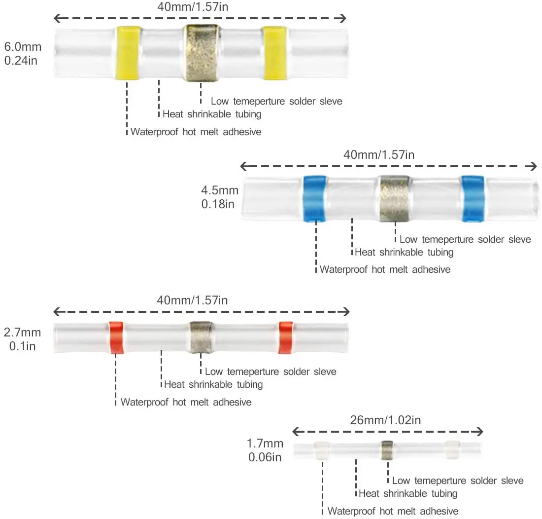 10/50PCS Thermal Shrinkage Electrical Car Wires Connector Solder Extrusion Terminals Block Cable Termination Wireway Clamping - купить по