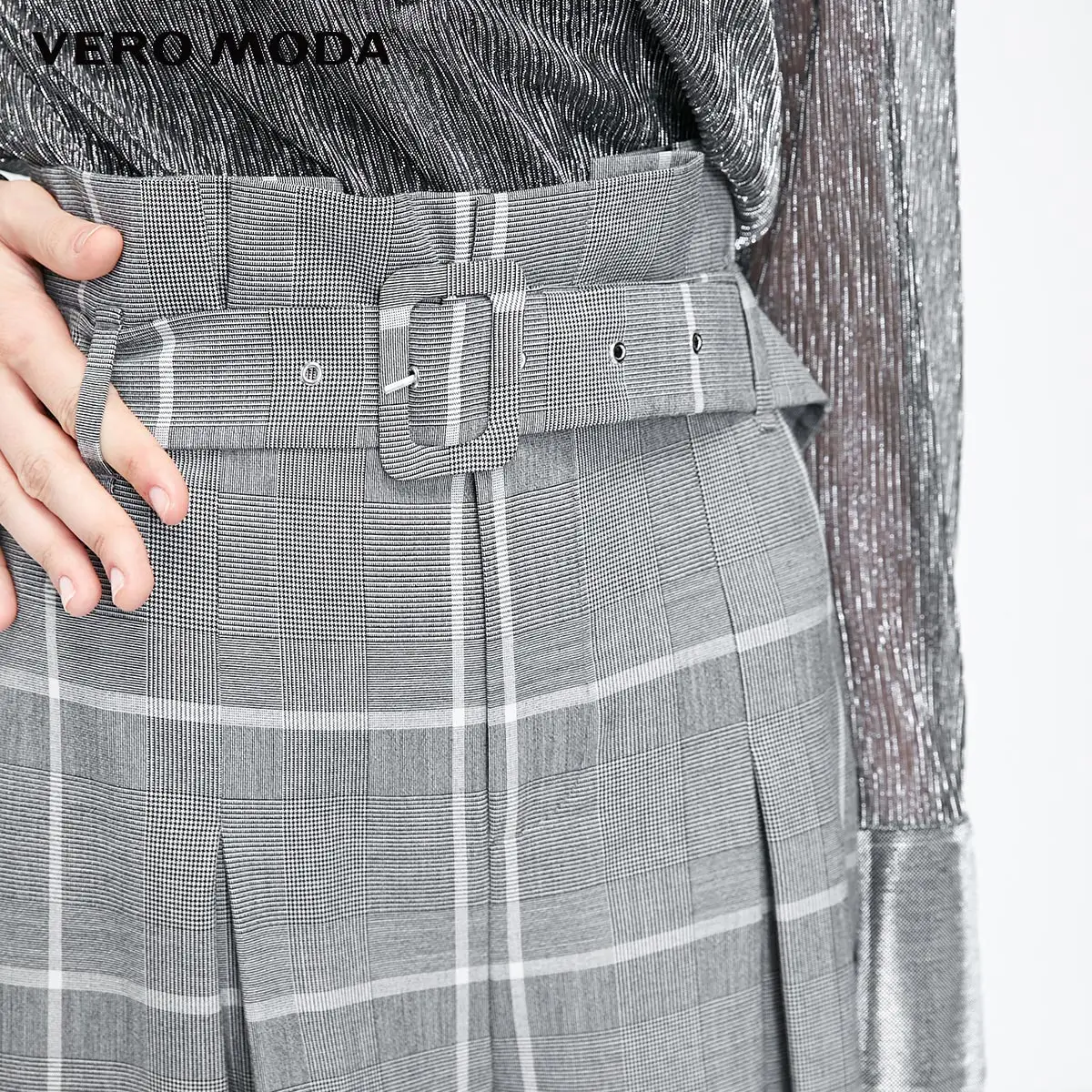 Женские клетчатые широкие брюки с высокой посадкой Vero Moda | 31846J505|Брюки|