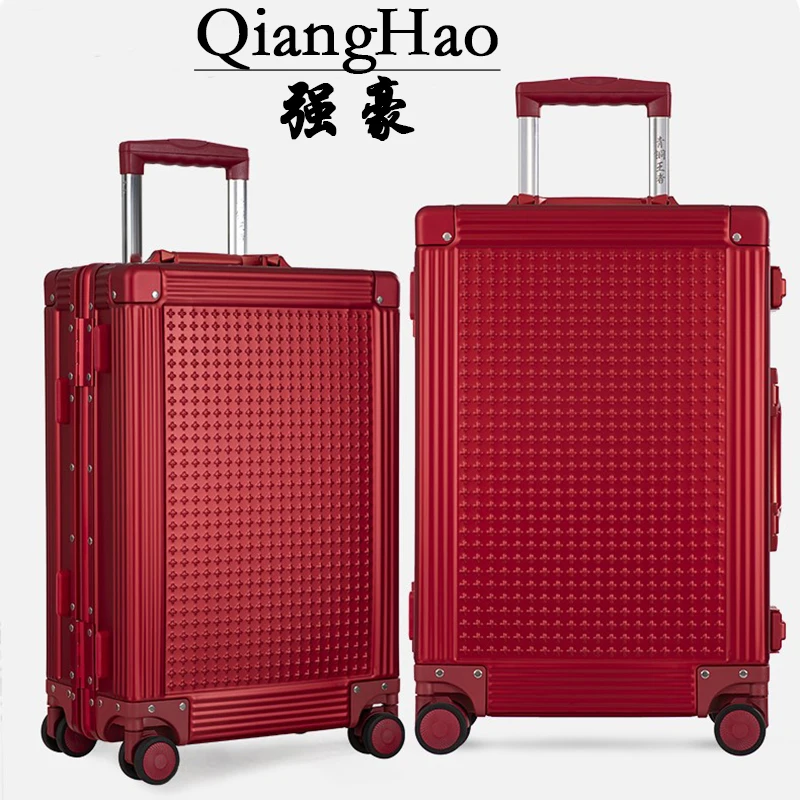 

100% aluminum magnesium alloy Classic Trolley suitcase/rolling spinner wheels Pull Rod luggage traveller case boarding bag