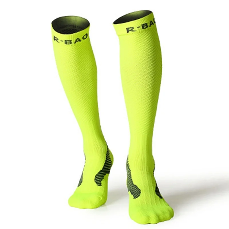 R-BAO 1 Pair Professional men's Cycling Long Socks Bike Anti-slip Running Compression Sport Socks Ankle Leg Shin Guard Protector
