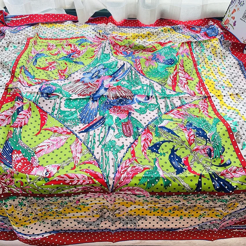 

Fashion Floral Print 100% Silk Scarf for Women Large Square Wraps Shawl Perfect Gifts