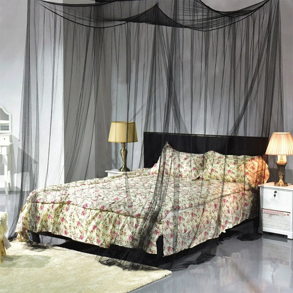 

Retail New Arrival Luxury Mosquito Net Olyester Material For Bed Canopy For Queen/king Size 4-way Entries Mosquito Repelling Net