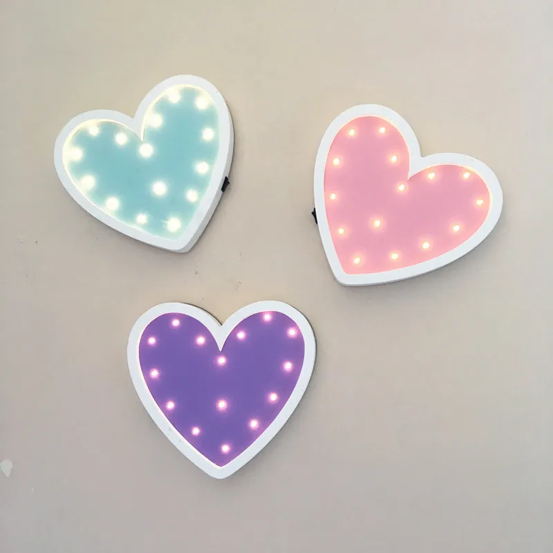 Heart ZMISHIBO деревянные ночные светильники в виде животных, овцы, кролика, собаки, лампа для сна, для маленьких детей, для спальни, настенные украшения, домашнее освещение - Испускаемый цвет: Heart