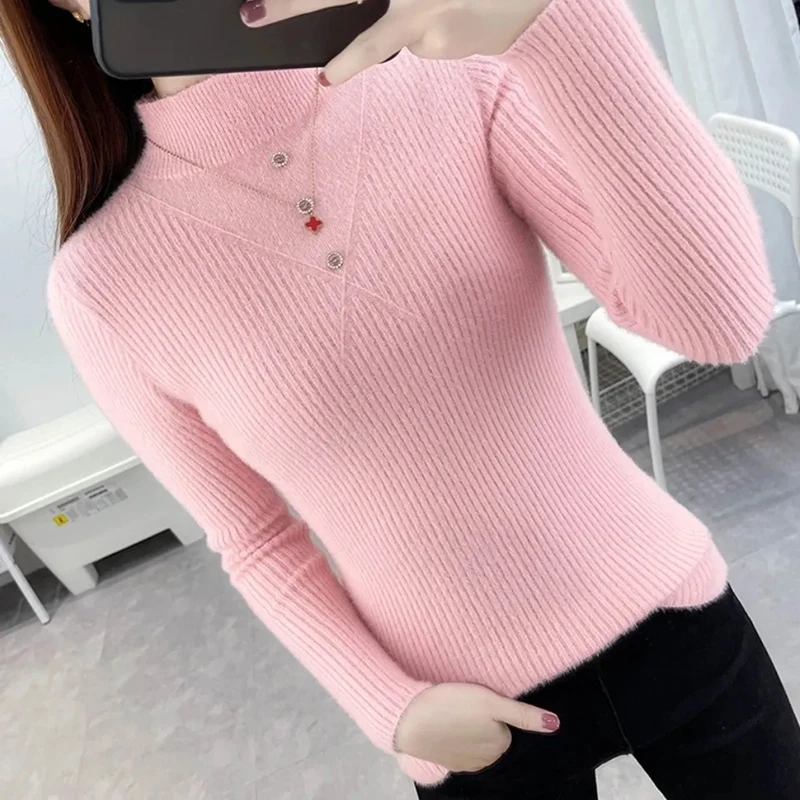 

Fashion high-neck women's sweater for autumn and winter 2021 new bottoming shirt, women's thick warm inner jacket sweater