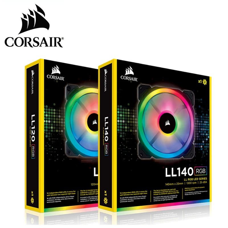 Corsair LL Series LL120 LL140 RGB двойная световая петля LED PWM один вентилятор упаковка 3