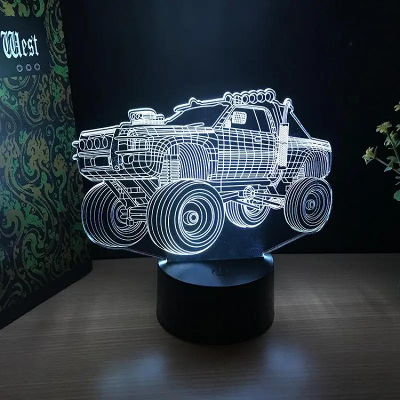 Внедорожник 3 d огни подарки поделки акриловые ночные огни подарки на день рождения 7 цветов Изменение 3d Usb настольные лампы - Испускаемый цвет: 7 color change