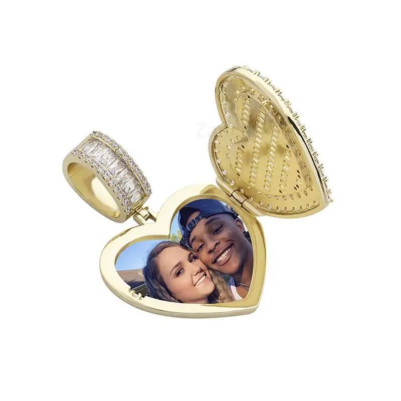 

Necklaces for Men Women love Heart Pendants Photo Frame Memory Medallions Pendant Rapper Jewelry With 3MM