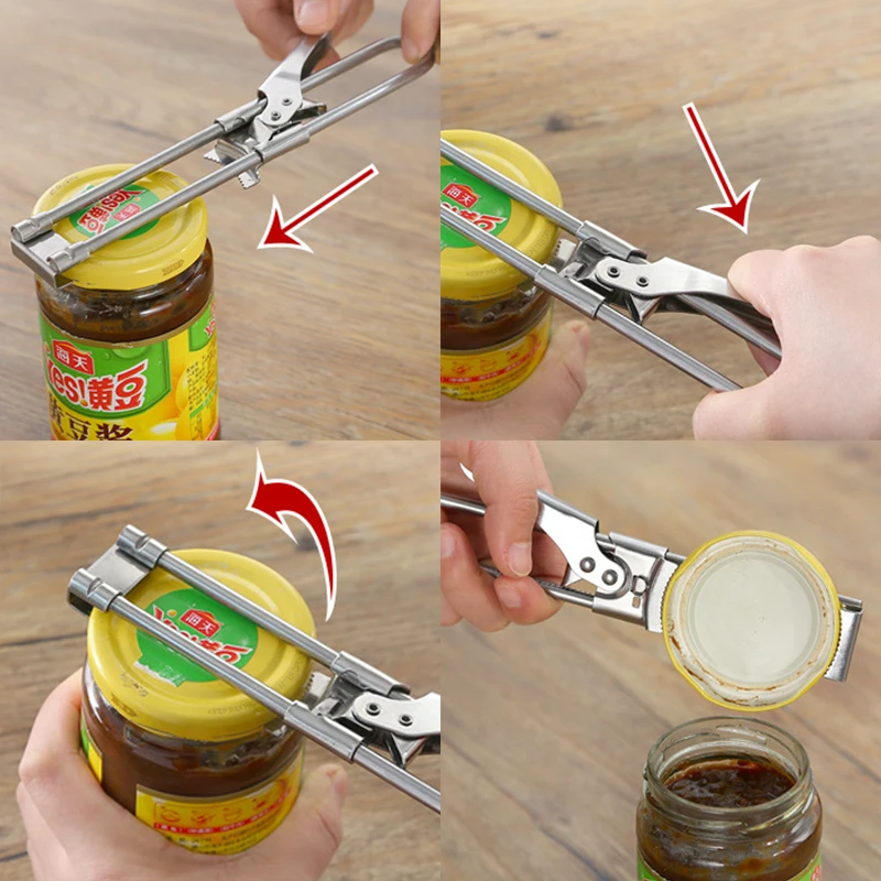 

Multifunctional Wine Beer Bottle Opener Adjustable Can Opener Stainless Steel Manual Jar Lid Openers Gripper Kitchen Supplies