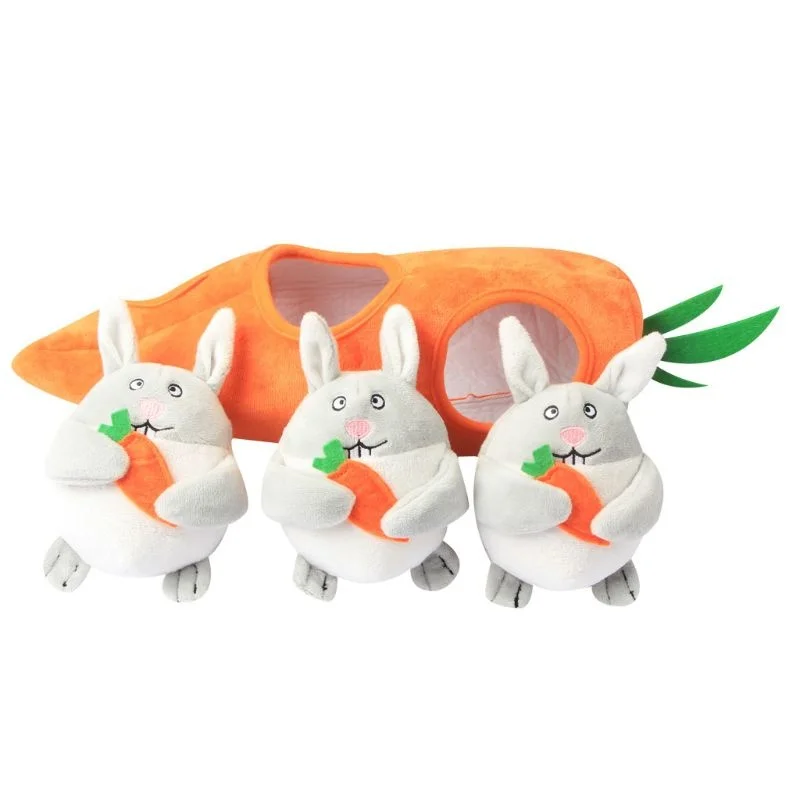 

Rabbit Carrot Shape Pet Squeaky Toys Dog Hide and Seek Plush Interactive Puzzle Dropshipping