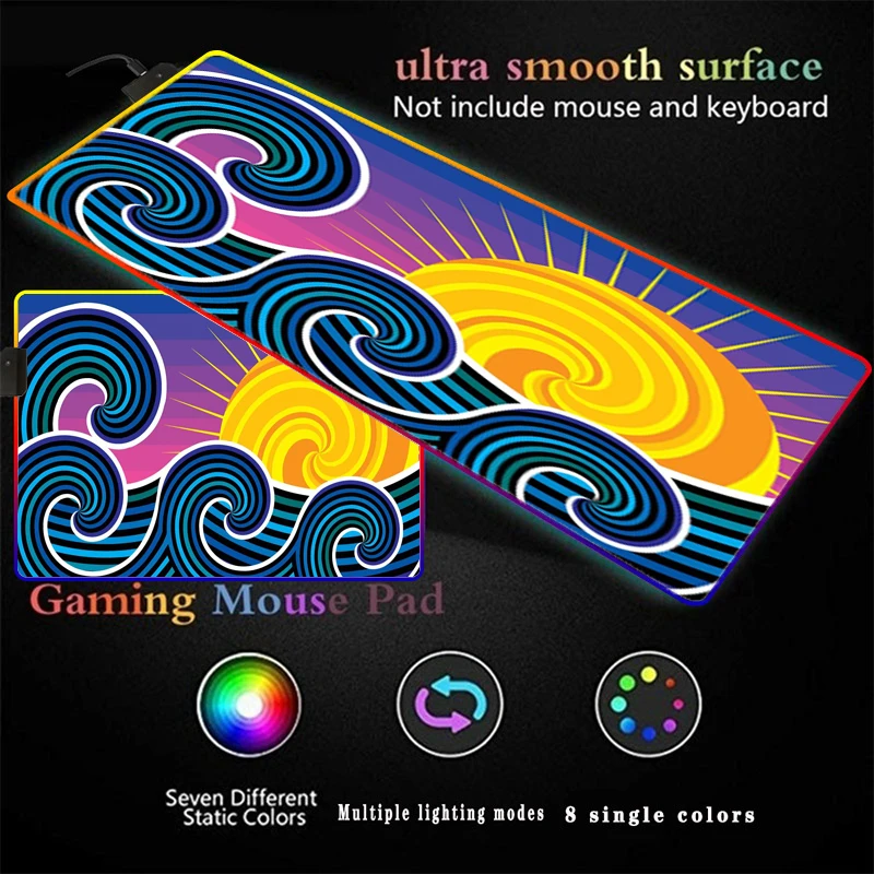 

RGB Sun Abstract Computer Large Gaming Mouse Pad XXL30X80CM Mouse Pad LED Mause Mat Carpet for CS LOL Multi-size for Desk Matmat