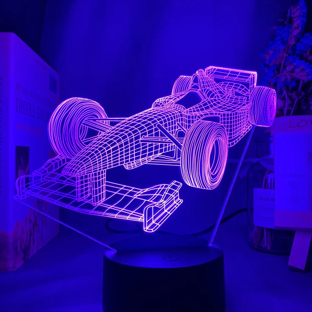 F1 формула 1 гоночный автомобиль 3d иллюзия светодиодный ночной Светильник для детской спальни декоративный ночной Светильник уникальный подарок для детской комнаты настольная лампа
