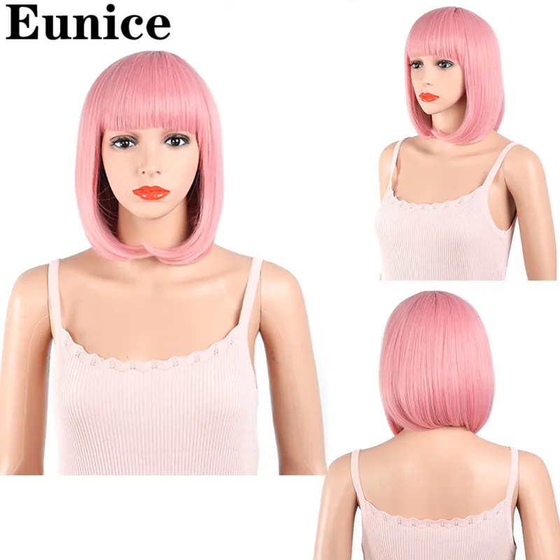 Прямые черные синтетические парики с челкой для черных женщин средней длины