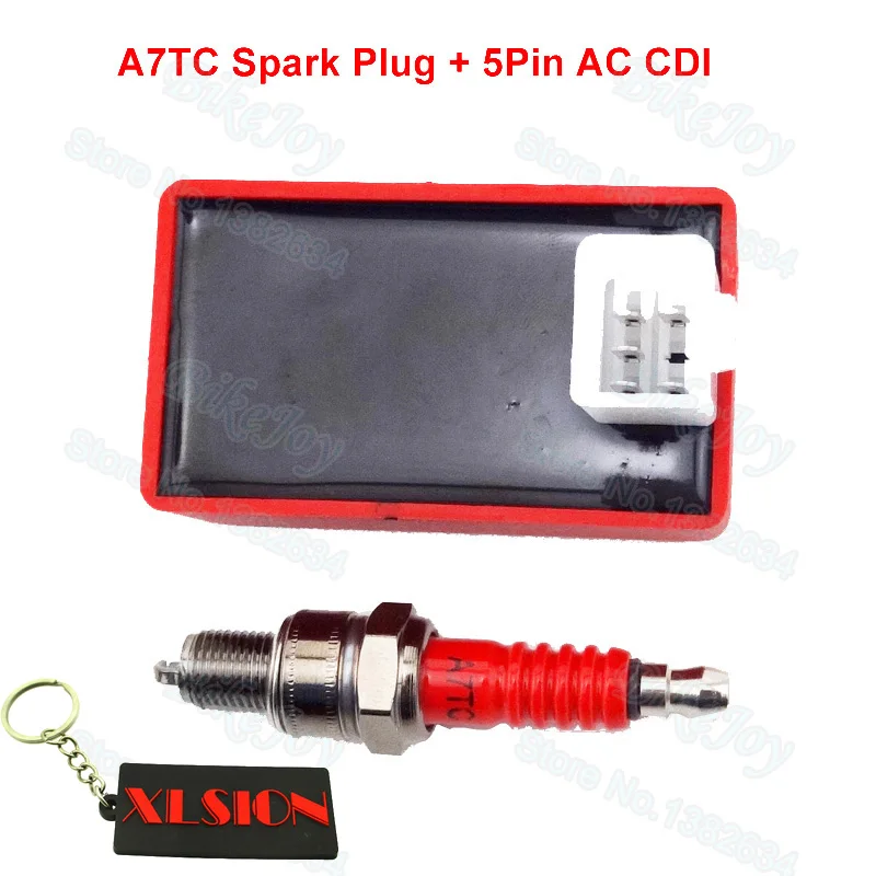 5 контактов AC CDI Коробка зажигания + Свеча A7TC для китайского 50cc 70cc 90cc 110cc 125cc 150cc