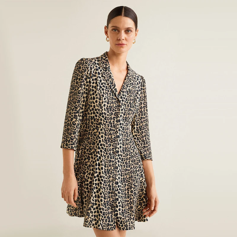 Для женщин Винтаж с леопардовым принтом без рукавов вечерние платье рукавом три