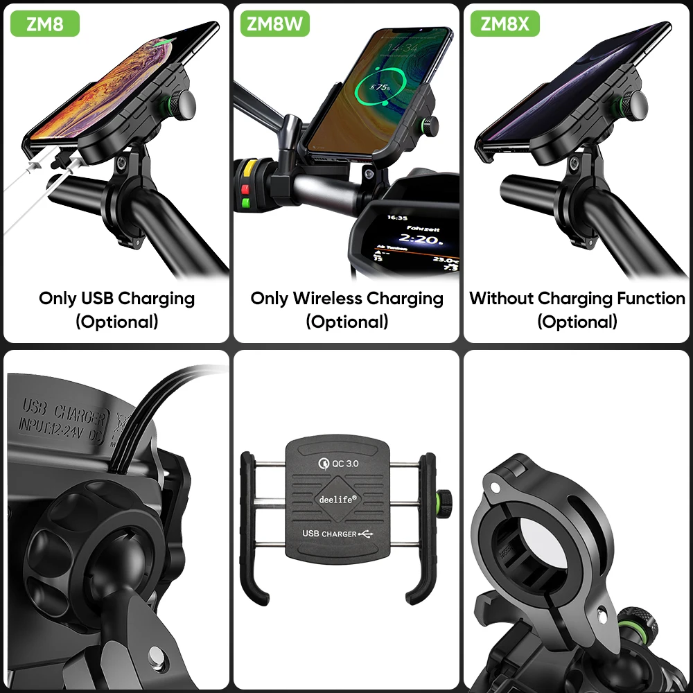 

Phone Holder Motorcycle Mobile Support With Wireless Charger For Scooter Motor Motorbike Mount Stand Smartphone Bracket