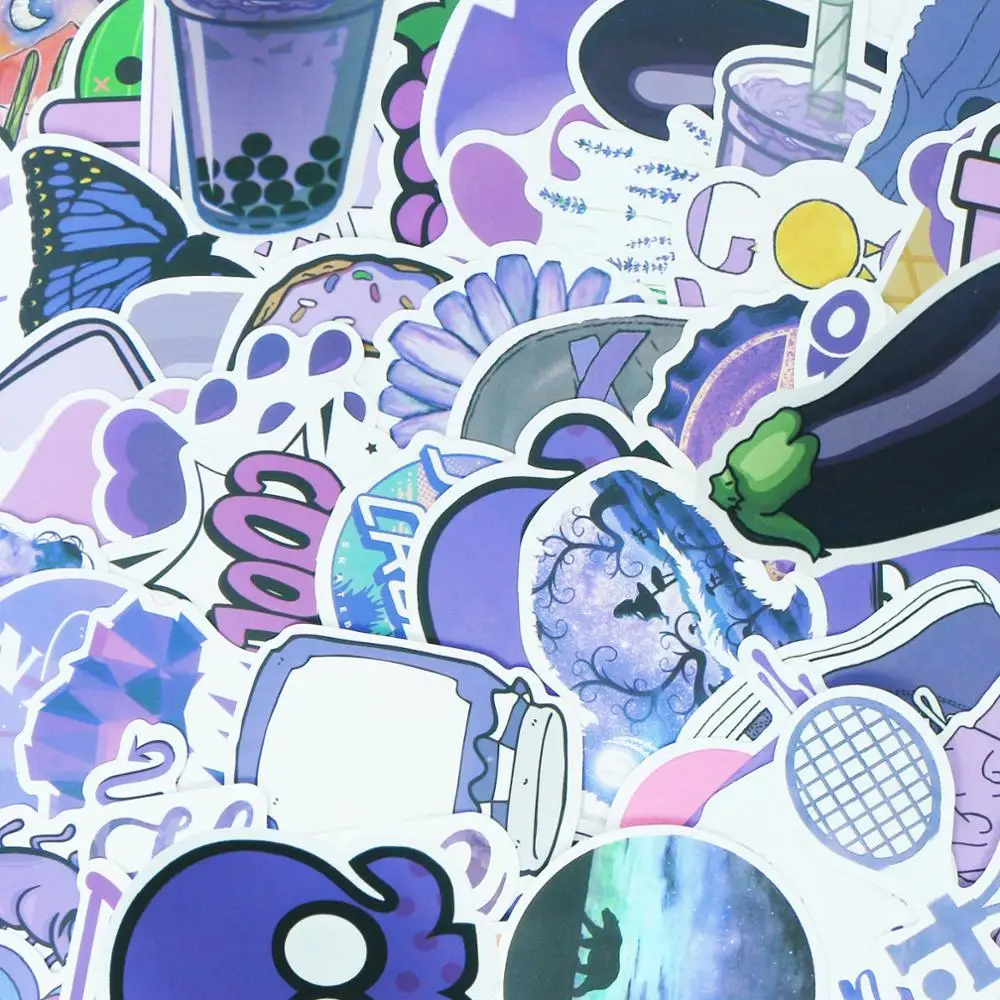 50 ⑤ упак. фиолетовый мультфильм наклейки водонепроницаемые VSCO девушка для