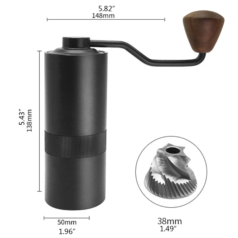 

1PC Manual Coffee Grinder Hand Coffee Mill with Stainless Steel Burr 12 Adjustable Settings Portable Hand Coffee Grinder