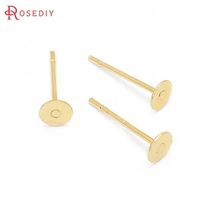 (30596-G)100 шт. Размер палочки 4 мм 24 к золотого цвета латунь и сталь иглы плоские гвоздики серьги ювелирные изделия принадлежности Diy аксессуары