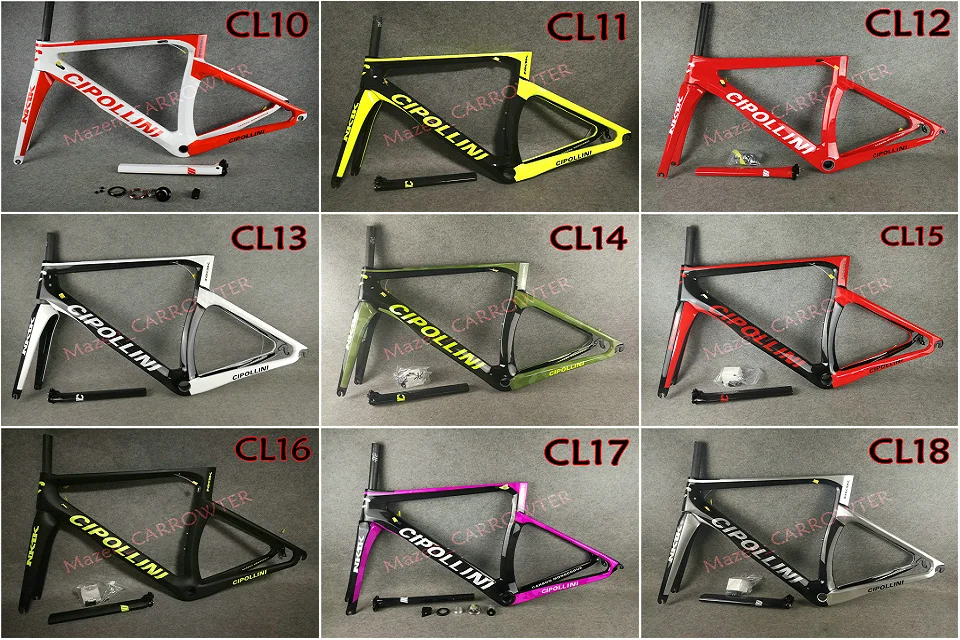 Красный с белым логотипом T1000 3K Cipollini NK1K карбоновые рамы для дорожного велосипеда, руль, седло для бутылки, клетки 50 мм, карбоновые колеса A271, ступицы