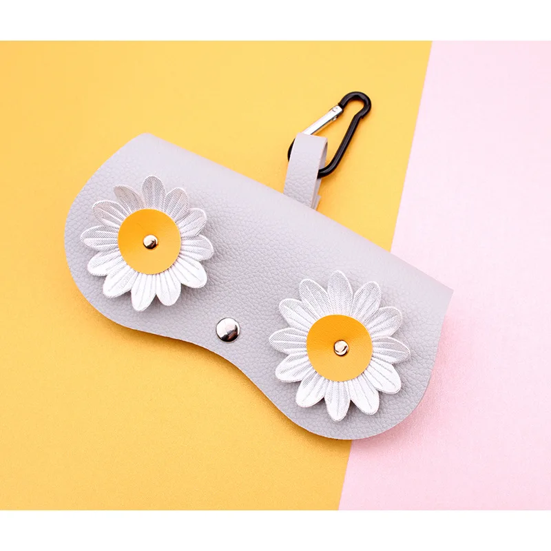 Милый чехол с цветами для солнцезащитных очков Чехол из искусственной кожи зажим