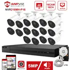 Hikvision OEM 16CH 4K NVR Anpviz 5MP POE IP-камера система 16 шт. комнатнаянаружная IP-камера комплект наблюдения IP66 30m P2P