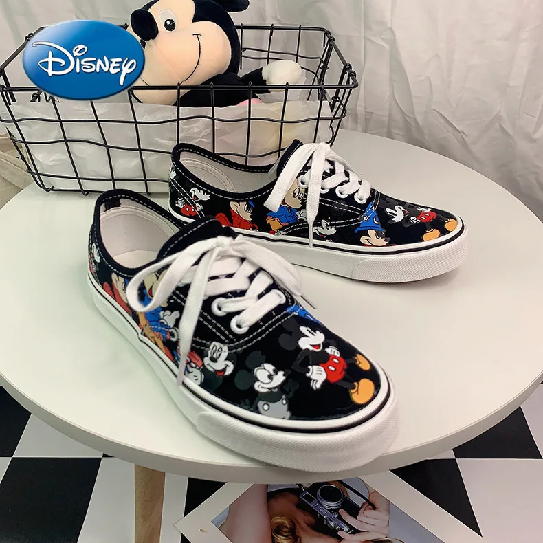 

Disney All-match Japanese Cloth Shoes Korean Low-cut Mickey Mouse Minnie Ladies Canvas Shoes White Shoes Sports Shoes Women