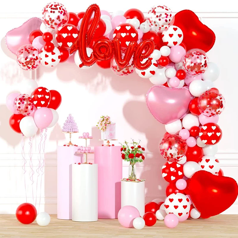 

Valentines Red Pink Balloon Arch Kit Pink Red Heart Balloons Valentines Decor Wedding Anniversaries Decorations