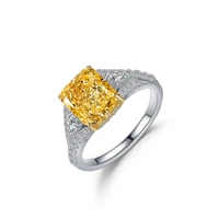 pirmiana customizable radiant cutting 3 0ct fancy simulated diamond ring 925 silver jewelry women