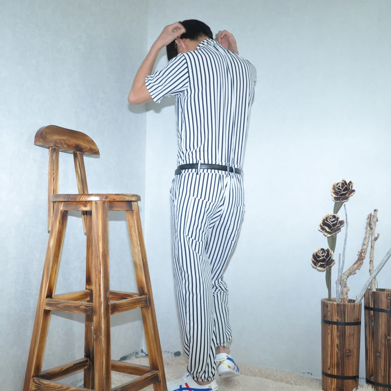 Комбинезон мужской с отложным воротником тонкий Свободный Повседневный