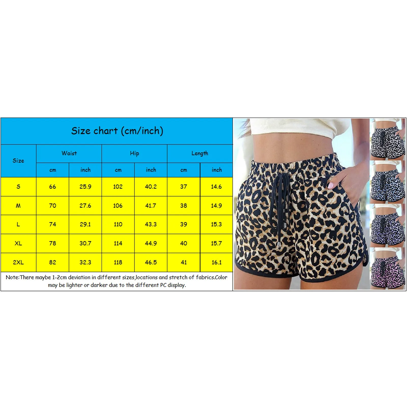 

Women Shorts Summer Leopard Print Drawstring Shorts Pants With Pockets High Waist Shorts Femme Harajuku