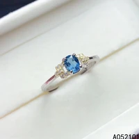 kjjeaxcmy fine jewelry s925 sterling silver inlaid natural blue topaz girl fashion ring support test chinese style with box