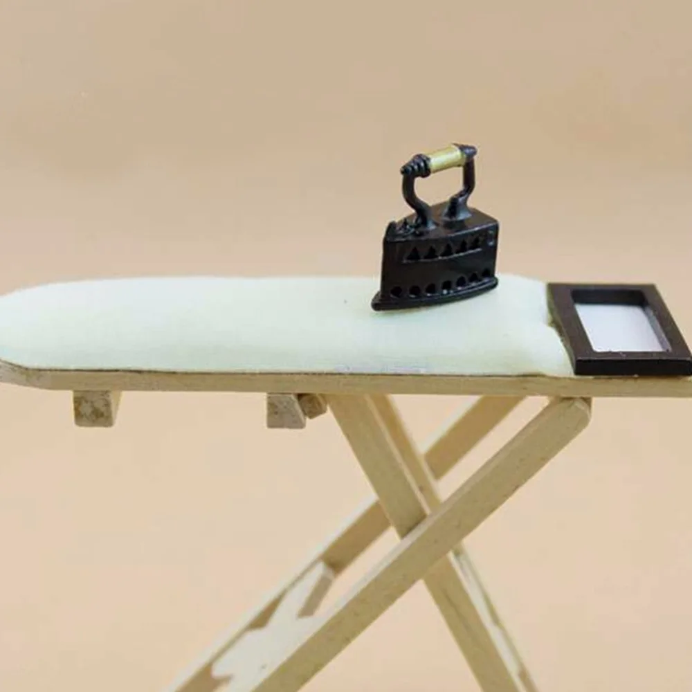 

1:12 Doll House Mini Craft White Wood Ironing Board Scene Accessories Dollhouse Miniature Furniture Toy Iron or Ironing Board