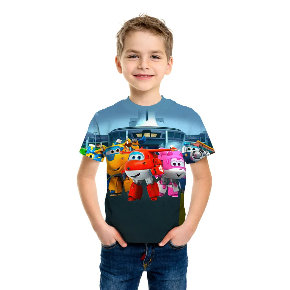 

Super Wings 3d T shirt Clothes Boys Short Sleeve T Shirt 2021 Summer Girls Kawaii Kids Cartoon T-shirts Fashion Tops 4-14 Years