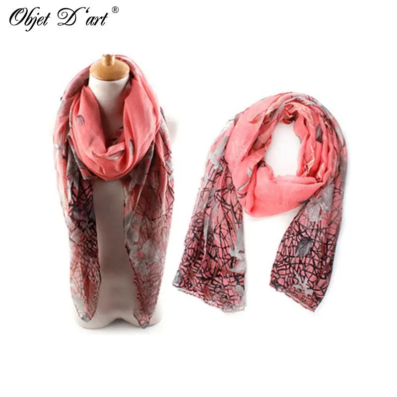 Женские шифоновые шарфы в этническом стиле из хлопковой пряжи вуаль лилия