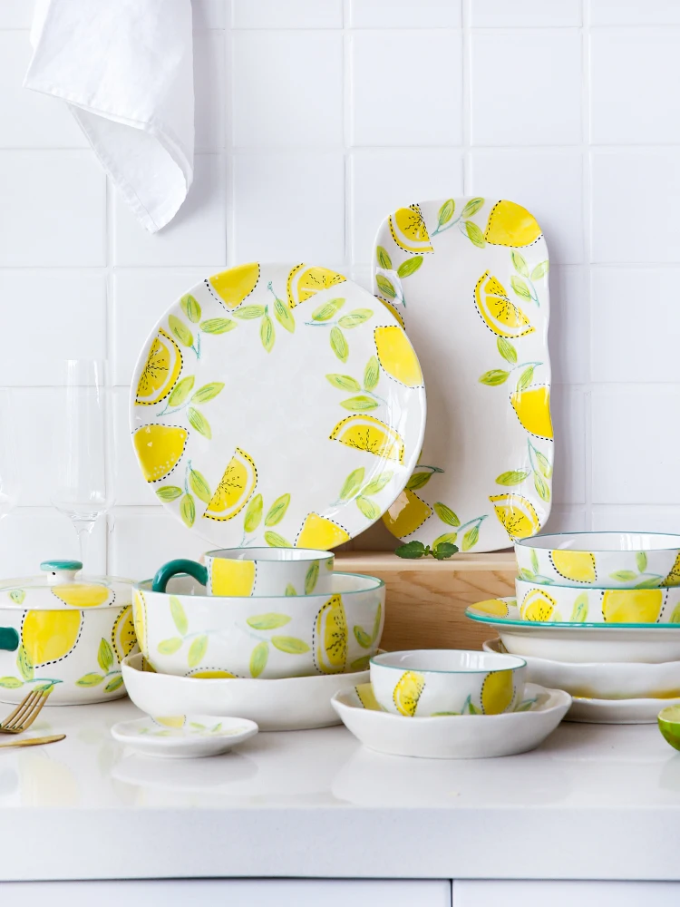 Лимон керамическая посуда тарелка домашнее блюдо миска для еды суп лапша |