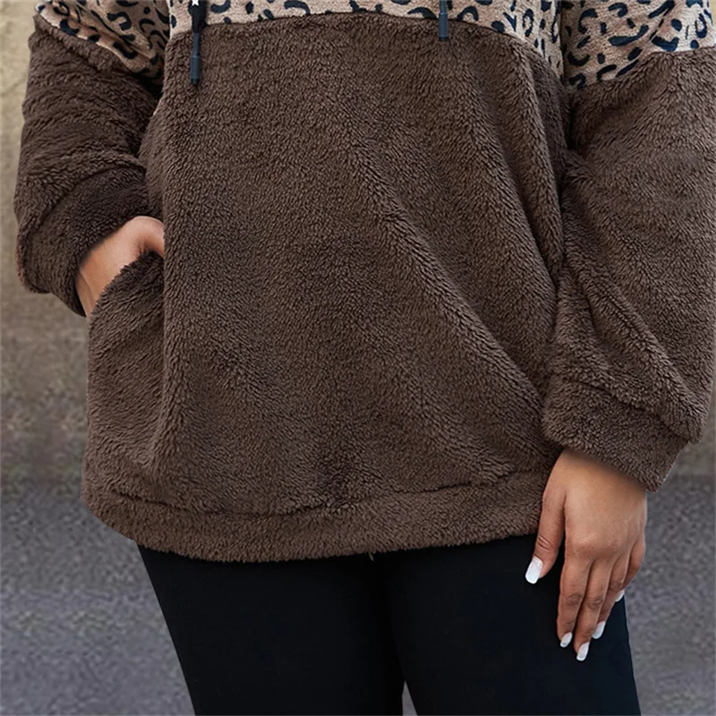 

Leopard Sweatshirt Women 2021 New Spring Autumn Plus Size 5XL Loose Tops Korean Wine Red Coffee Fashion Pullover Hoodies GH575